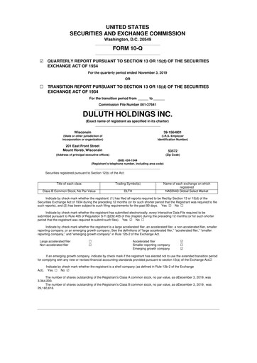 Thumbnail Duluth Holdings 10-Q Quarterly Report FY2020 