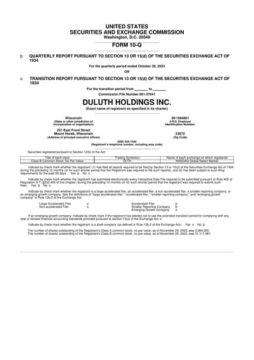 Thumbnail Duluth Holdings 10-Q Quarterly Report FY2024 