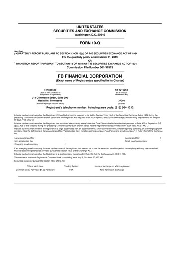 Vorschaubild FB Financial 10-Q Quartalsbericht 2019 