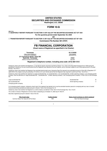 Vorschaubild FB Financial 10-Q Quartalsbericht 2020 