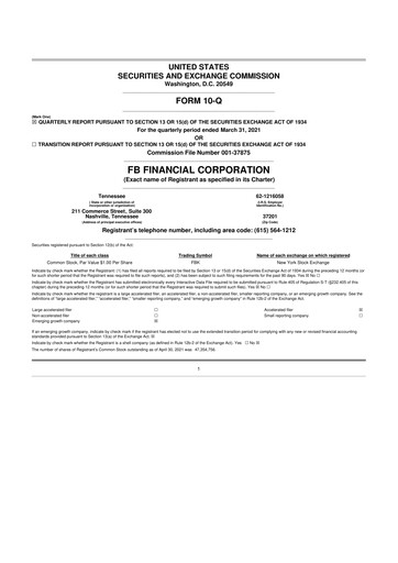 Vorschaubild FB Financial 10-Q Quartalsbericht 2021 