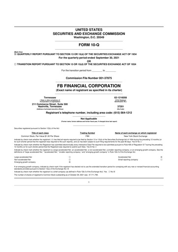 Vorschaubild FB Financial 10-Q Quartalsbericht 2021 