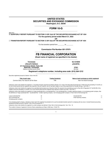 Vorschaubild FB Financial 10-Q Quartalsbericht 2022 