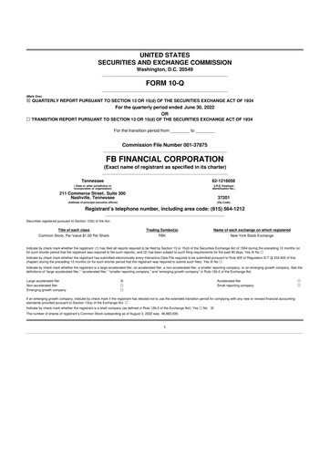 Vorschaubild FB Financial 10-Q Quartalsbericht 2022 