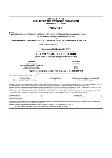 Vorschaubild FB Financial 10-Q Quartalsbericht 2022 