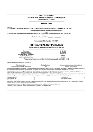 Vorschaubild FB Financial 10-Q Quartalsbericht 2023 