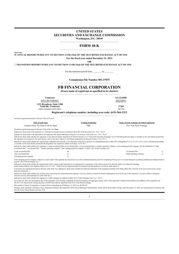 Thumbnail FB Financial 10-K Annual Report 2023