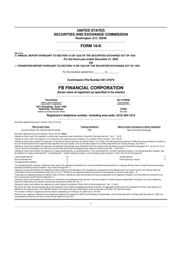 Thumbnail FB Financial 10-K Annual Report 2025