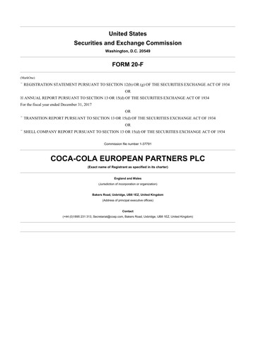 Miniature Coca-Cola European Partners
 20-F Rapport annuel 2017