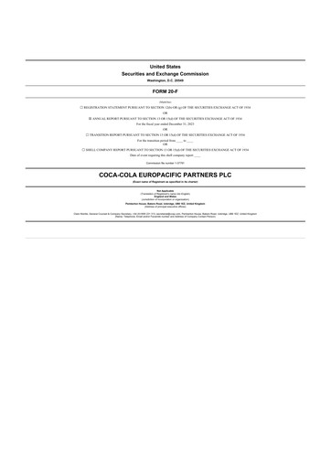 Miniature Coca-Cola European Partners
 20-F Rapport annuel 2023