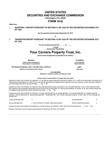 Thumbnail Four Corners Property Trust 10-Q Quarterly Report FY2015 