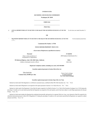 Thumbnail Four Corners Property Trust 10-K Annual Report 2016