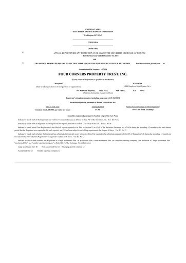 Thumbnail Four Corners Property Trust 10-K Annual Report 2021
