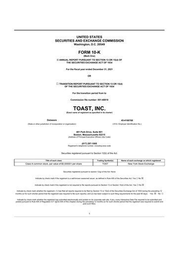Thumbnail Toast 10-K Annual Report 2021