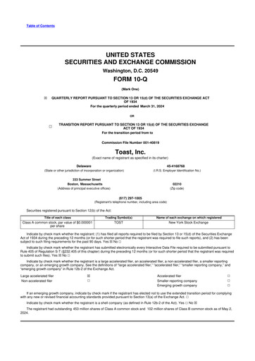 Thumbnail Toast 10-Q Quarterly Report FY2024 