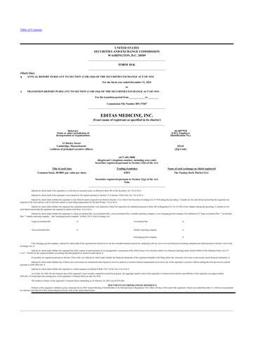 Miniature Editas Medicine
 10-K Rapport annuel 2024