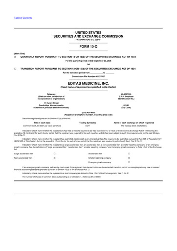 Miniature Editas Medicine
 10-Q Rapport trimestriel 2025 