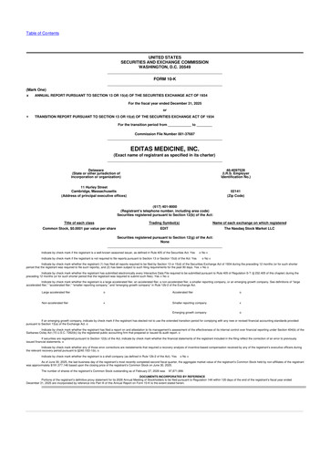 Miniature Editas Medicine
 10-K Rapport annuel 2025