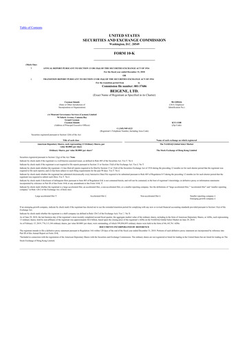 Vorschaubild BeOne Medicines 10-K Jahresbericht 2018