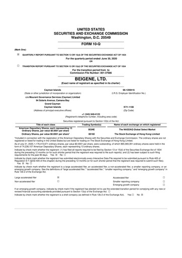 Vorschaubild BeOne Medicines 10-Q Quartalsbericht 2020 