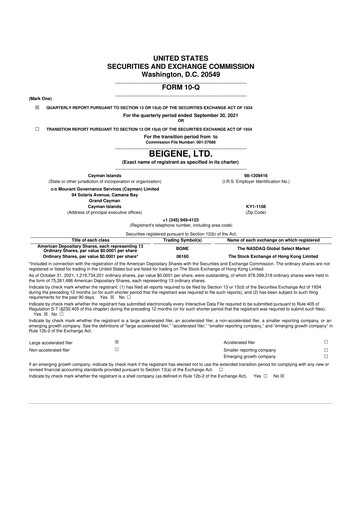 Vorschaubild BeOne Medicines 10-Q Quartalsbericht 2021 