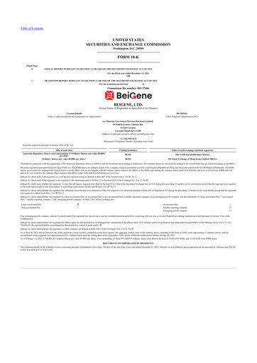 Vorschaubild BeOne Medicines 10-K Jahresbericht 2021