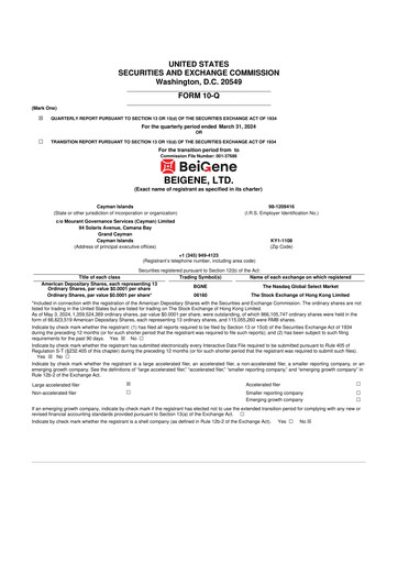 Vorschaubild BeOne Medicines 10-Q Quartalsbericht 2024 
