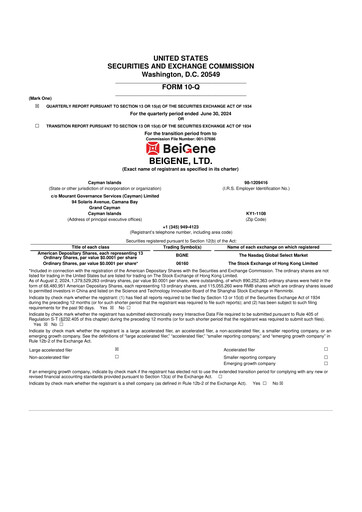 Vorschaubild BeOne Medicines 10-Q Quartalsbericht 2024 