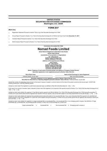 Thumbnail Nomad Foods 20-F Annual Report 2017