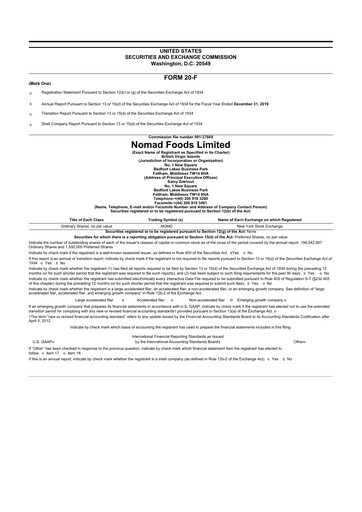 Thumbnail Nomad Foods 20-F Annual Report 2019