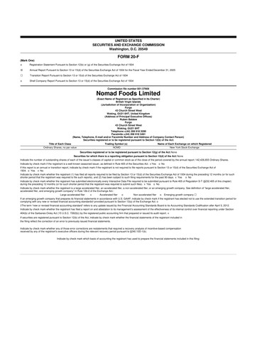 Thumbnail Nomad Foods 20-F Annual Report 2025