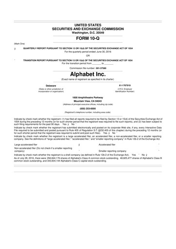 Vorschaubild Alphabet (Google) 10-Q Quartalsbericht 2016 