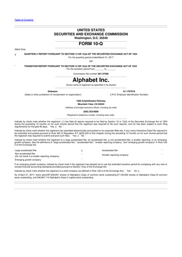 Vorschaubild Alphabet (Google) 10-Q Quartalsbericht 2017 