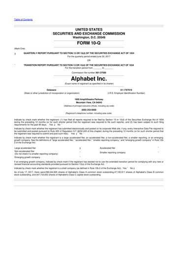 Vorschaubild Alphabet (Google) 10-Q Quartalsbericht 2017 