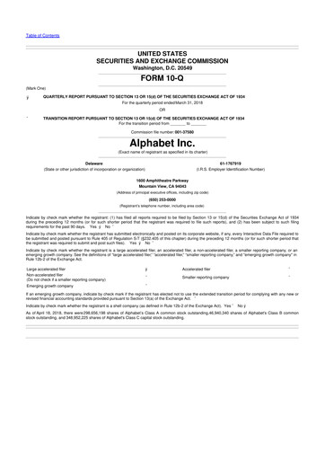 Vorschaubild Alphabet (Google) 10-Q Quartalsbericht 2018 