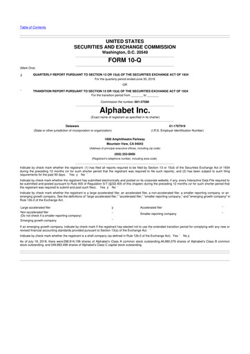 Vorschaubild Alphabet (Google) 10-Q Quartalsbericht 2018 