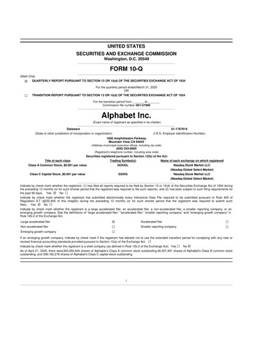 Vorschaubild Alphabet (Google) 10-Q Quartalsbericht 2020 