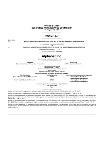 Thumbnail Alphabet (Google) 10-K Annual Report 2020