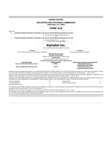 Vorschaubild Alphabet (Google) 10-Q Quartalsbericht 2021 