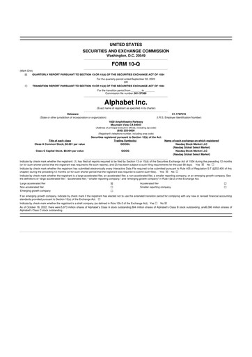 Vorschaubild Alphabet (Google) 10-Q Quartalsbericht 2022 