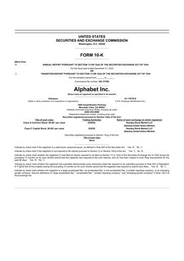 Thumbnail Alphabet (Google) 10-K Annual Report 2024