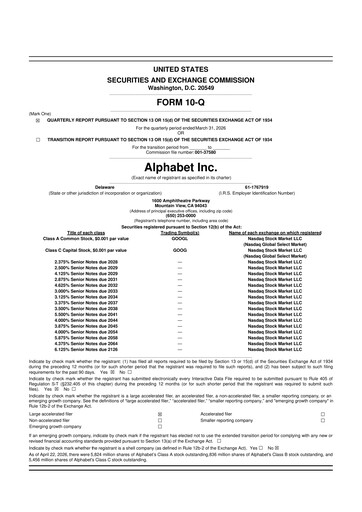 Thumbnail Alphabet (Google) 10-Q Quarterly Report FY 