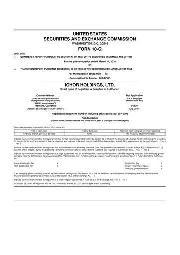 Miniature Ichor Systems 10-Q Rapport trimestriel  