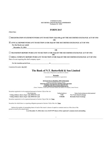 Vorschaubild Bank of N. T. Butterfield & Son 20-F Jahresbericht 2024