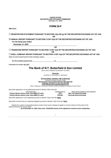 Thumbnail Bank of N. T. Butterfield & Son 20-F Annual Report 2025