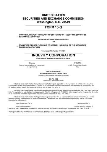 Miniature Ingevity 10-Q Rapport trimestriel 2016 