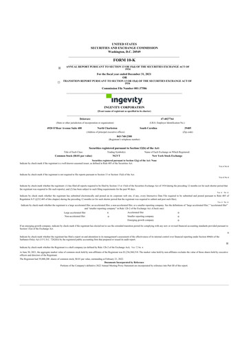 Miniature Ingevity 10-K Rapport annuel 2021