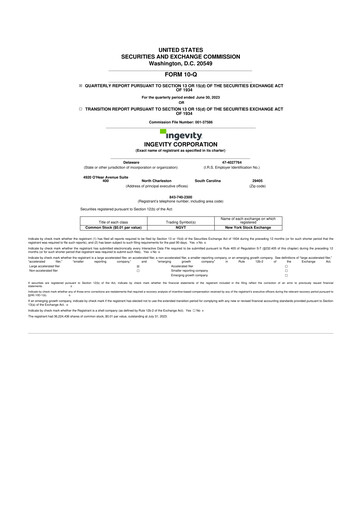 Miniature Ingevity 10-Q Rapport trimestriel 2023 