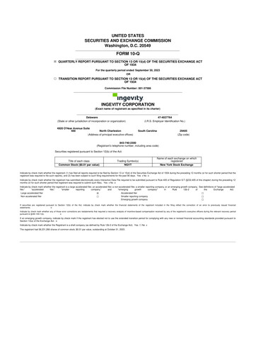 Miniature Ingevity 10-Q Rapport trimestriel 2023 
