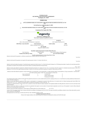 Miniature Ingevity 10-K Rapport annuel 2023